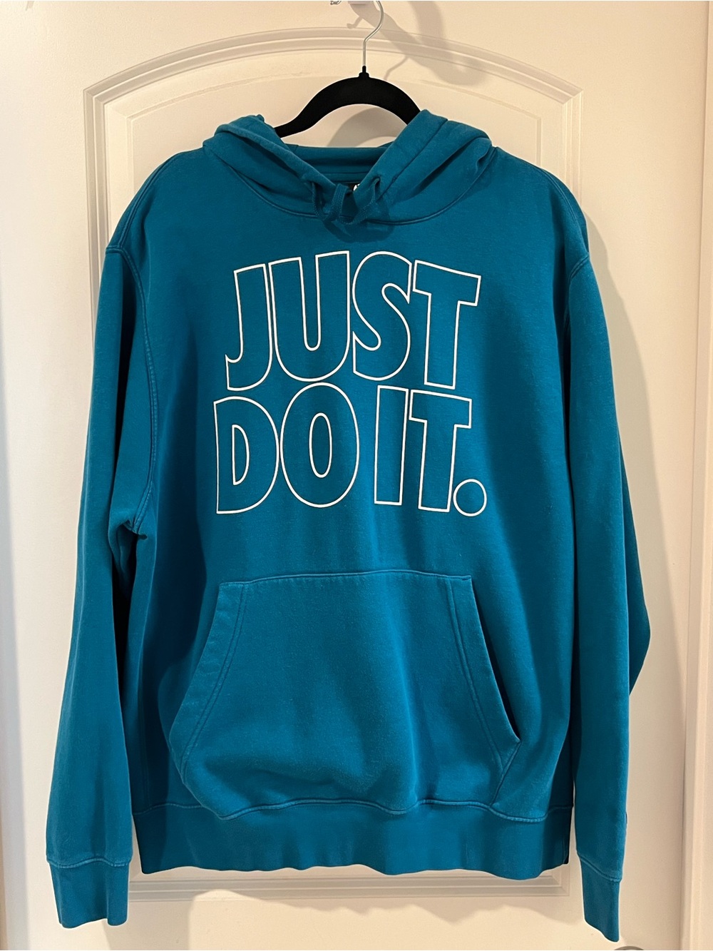 Nike Men’s Teal Pullover Hoodie with 'JUST DO IT.' Graphic